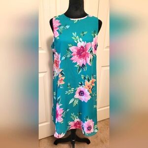 JH Floral Sleeveless Dress - Teal and Pink SIZE 8